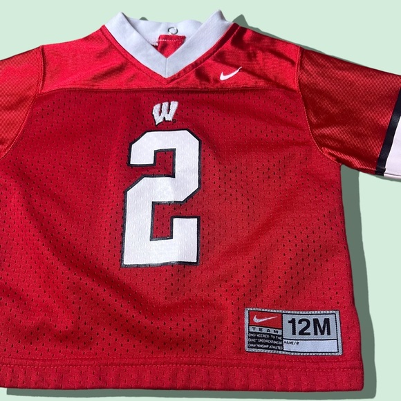 Baby Nike Team Wisconsin Badgers College Red Jersey Top Size 12 Months - Picture 3 of 9